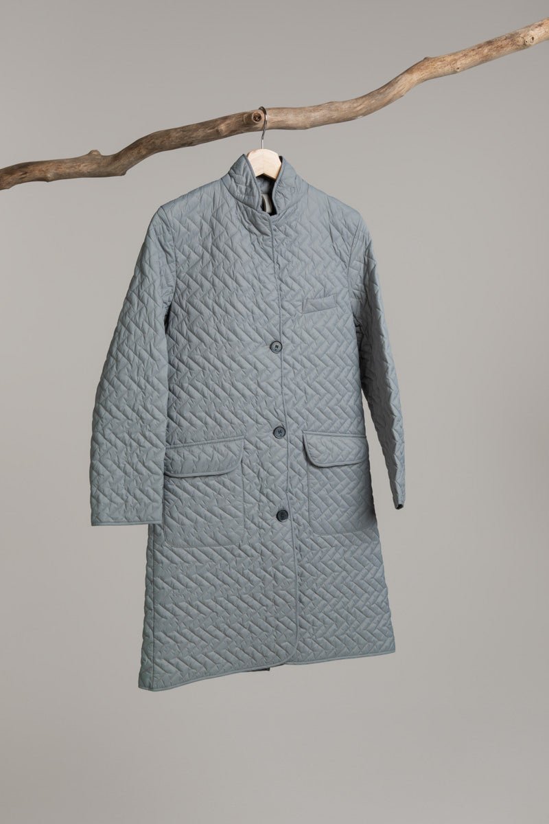 Long Quilted Coat | Grey