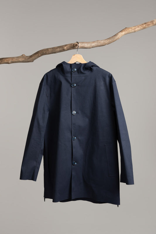 Hooded Jacket with side zips | Navy – Handmade in Scotland, Hancock Archive