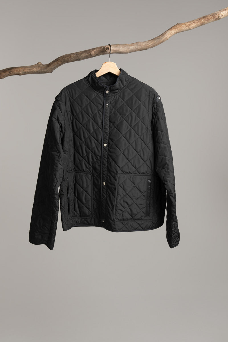 Quilted Bomber with Leather Details | Black