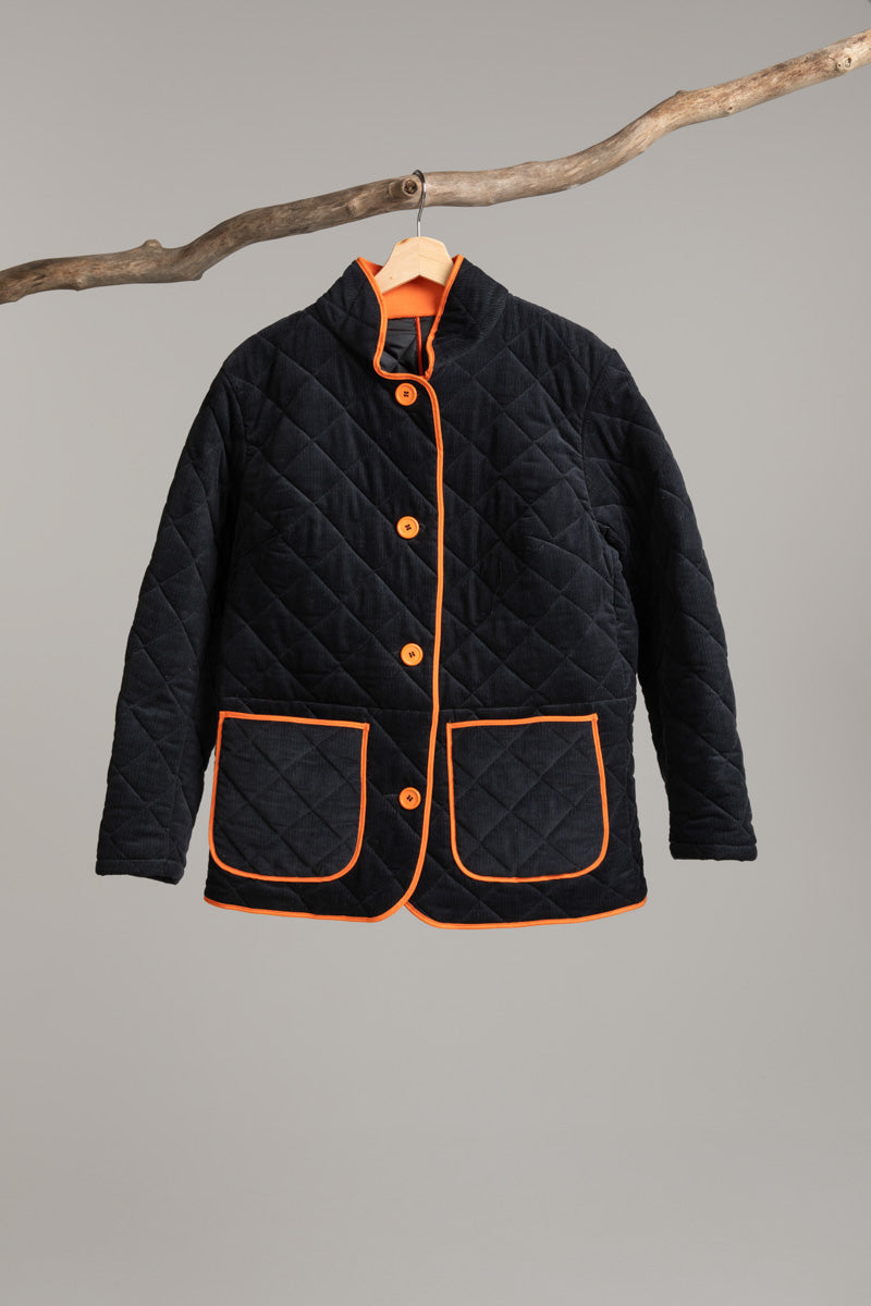 Cord Quilted Jacket With Patch Pockets