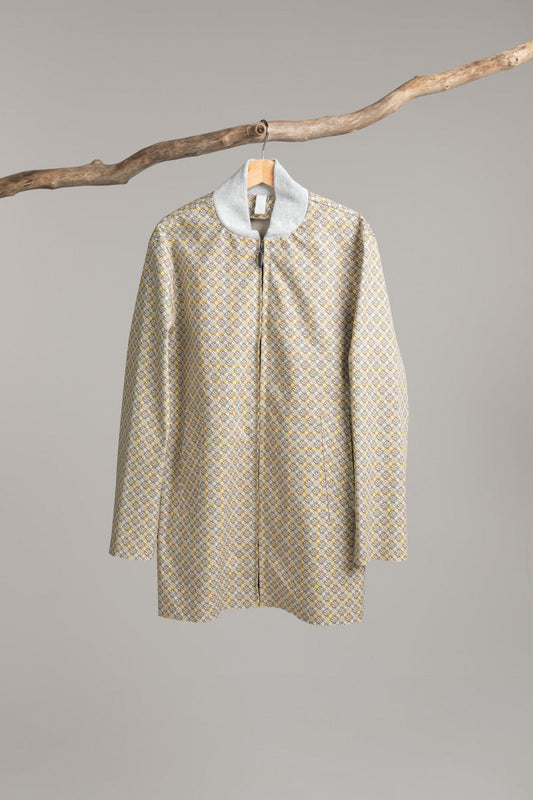 Zipped Jacket with Jersey Collar | Patterned