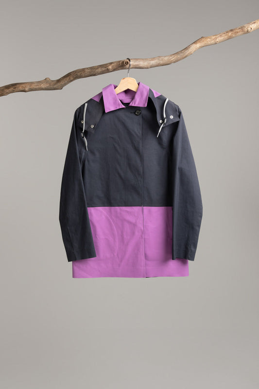 Two Jacket with Hood | Black / Royal Purple