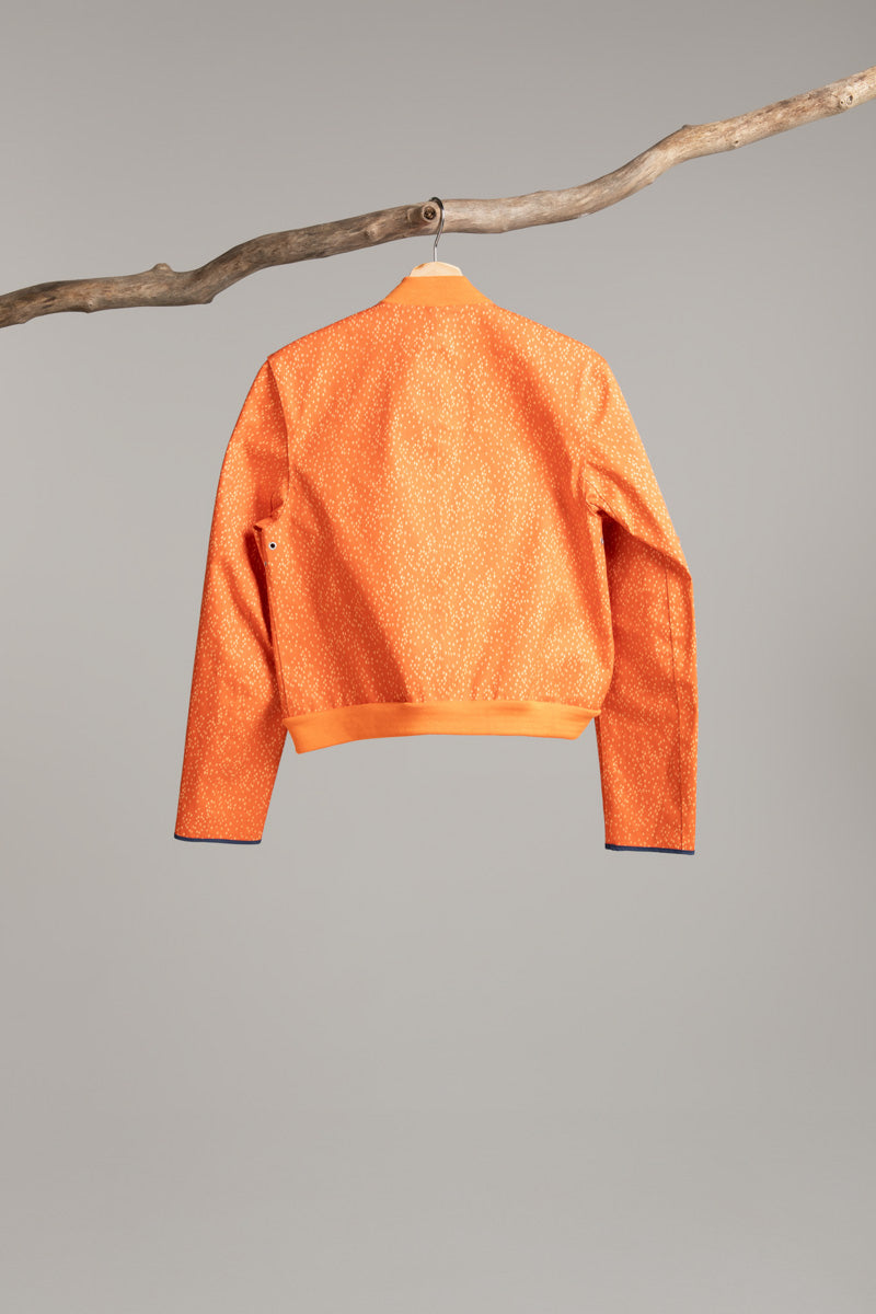 Bomber with Sleeve Pocket | Orange Liberty Print