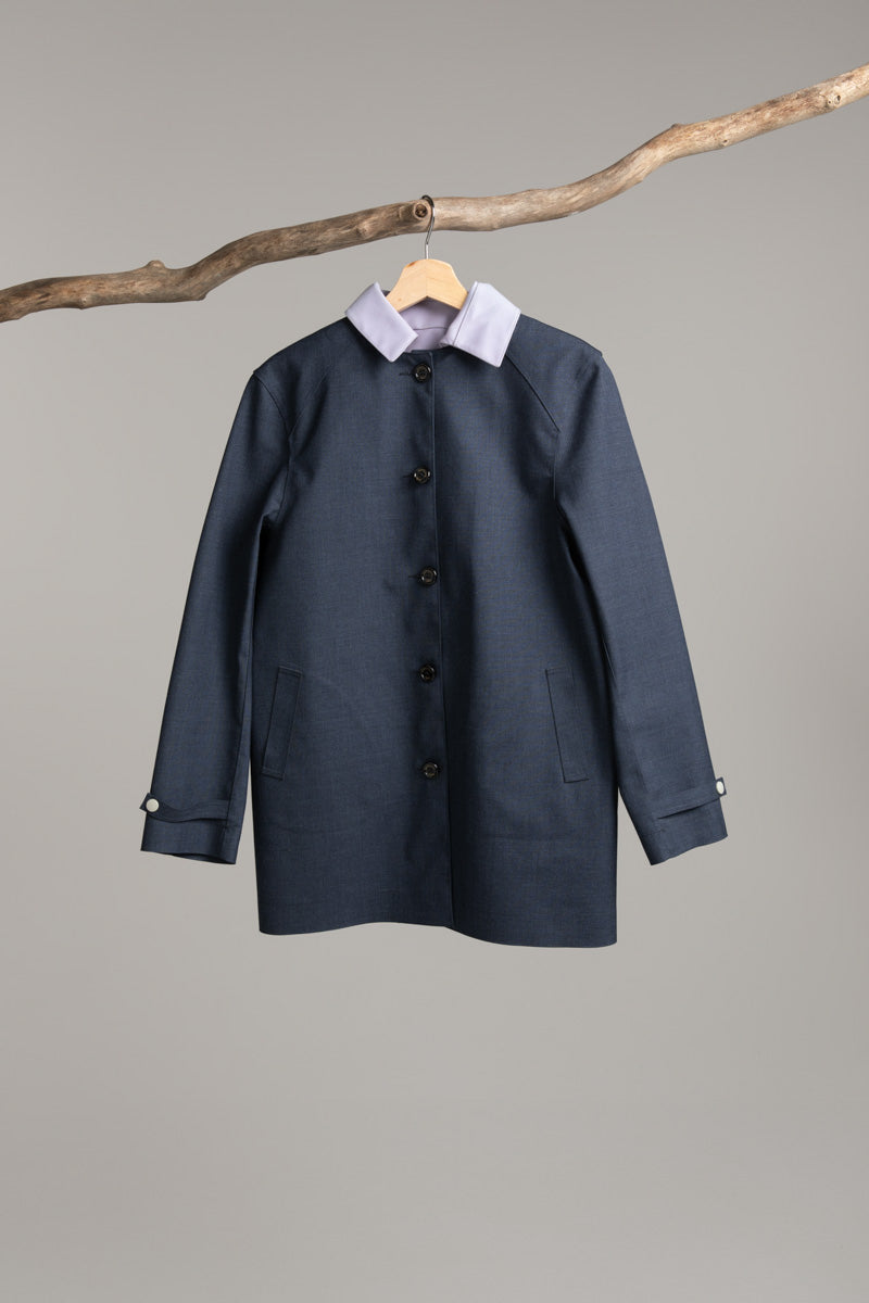 3/4 Length Coat | Denim / Lilac